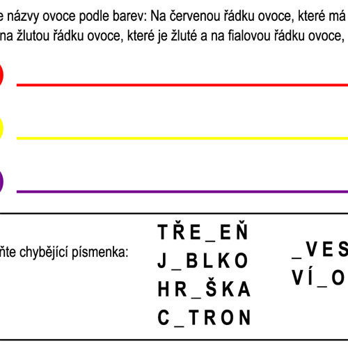 Ovoce – písmena a barvy